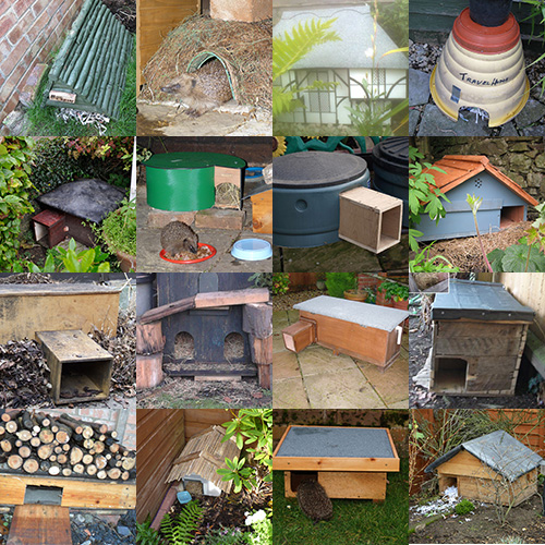 A selection of hedgehog houses made by Hedgehog Champions