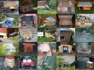 A selection of hedgehog houses from Hedgehog Champion's gardens